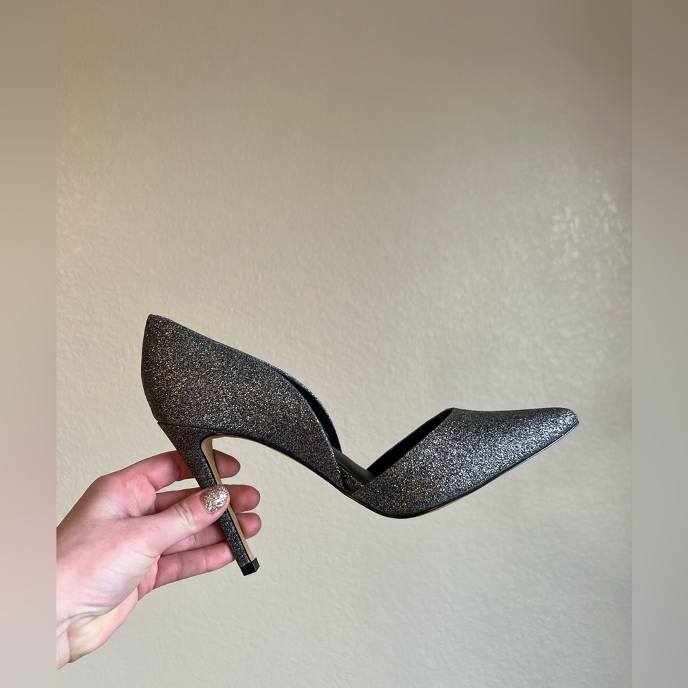 EXPRESS Silver Sparkle Glitter Stiletto Heels | 8